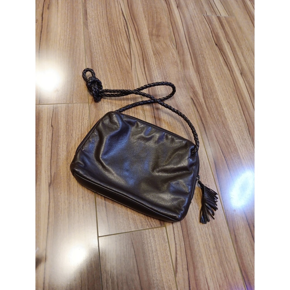 Enzo Angiolini Chocolate Brown purse handbag Braided Straps Leather